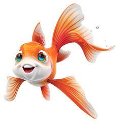 happy goldfish cartoon on white background