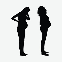 Fototapeta premium Pregnant Women Silhouette Vector Design for Pregnancy Announcement, Simple Silhouette of a Pregnant Woman Vector Illustration