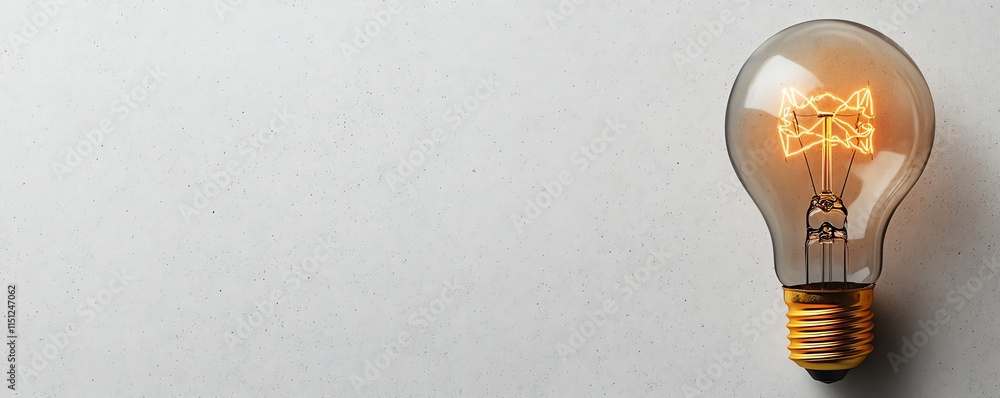 Poster a brain encased in a light bulb on a clean, empty background with copy space, symbolizing innovative