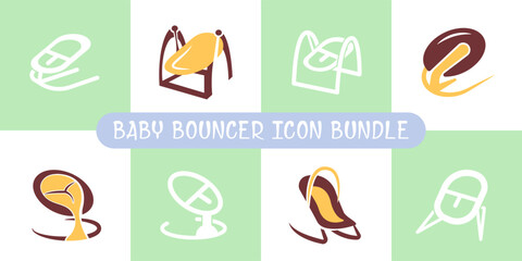 Baby bouncher seat icon bundle