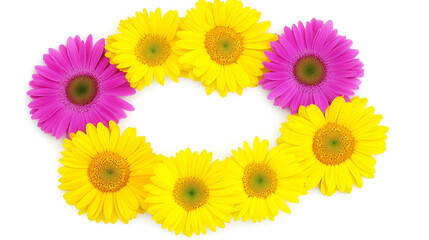 Fototapeta premium a crescent-shaped wreath made of vibrant flowers transparant background png
