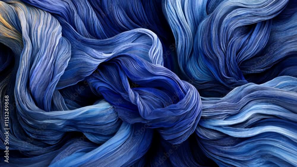 Poster captivating blue threads intertwining in a dynamic and textured abstract composition