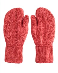 Cozy red knitted mittens perfect for winter outdoor activities.