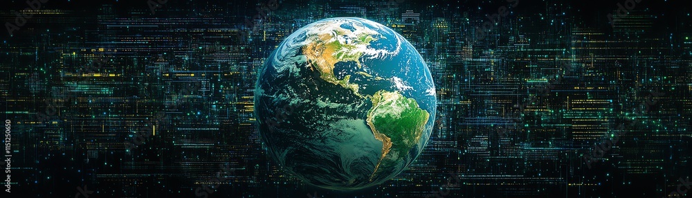 Aufkleber earth globe displayed against a techdriven background of global networks, data, and information stat