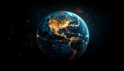 Fototapeta premium Earth globe illuminated against a backdrop of cyberspace