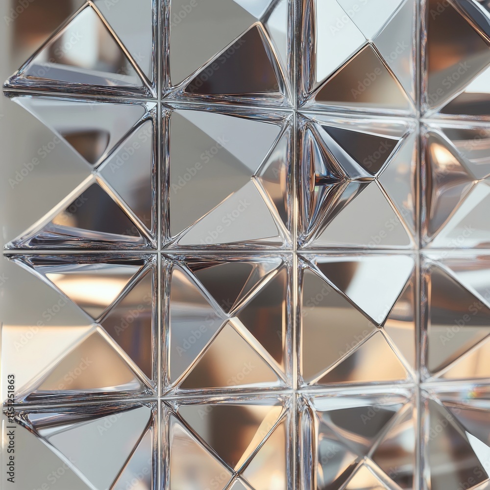 Poster abstract close-up of a textured glass panel showcasing reflective surfaces and geometric patterns.