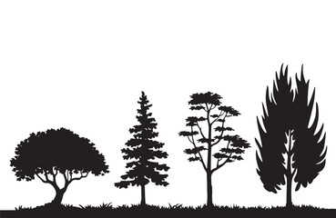 Group of trees silhouette Tree silhouette