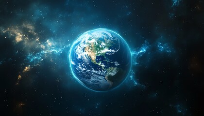 Fototapeta premium Planet Earth glowing on a digital background of global networks