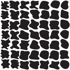 Blob shape vector illustration set. Random blob shapes. Organic black blobs of irregular shape. Liquid organic amoeba silhouette blob in modern style.