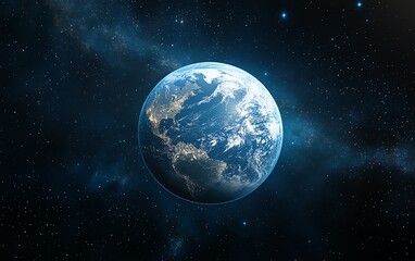 Planet Earth on a techdriven background filled with global data and information, leaving plenty of space for text, logo, or branding