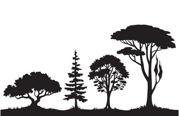 Group of trees silhouette Tree silhouette