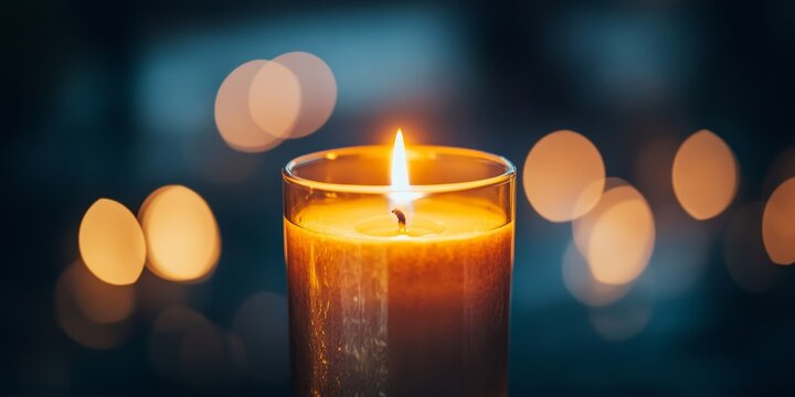 Candle flickers softly, symbolizing the light and warmth of life nearing its conclusion a lighted candle evokes emotions about the journey and reminiscence of the moments lived.