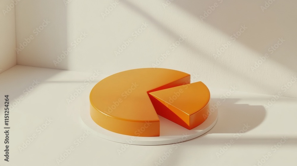 Poster a vibrant orange pie chart with a segment removed, symbolizing data analysis and visualization.