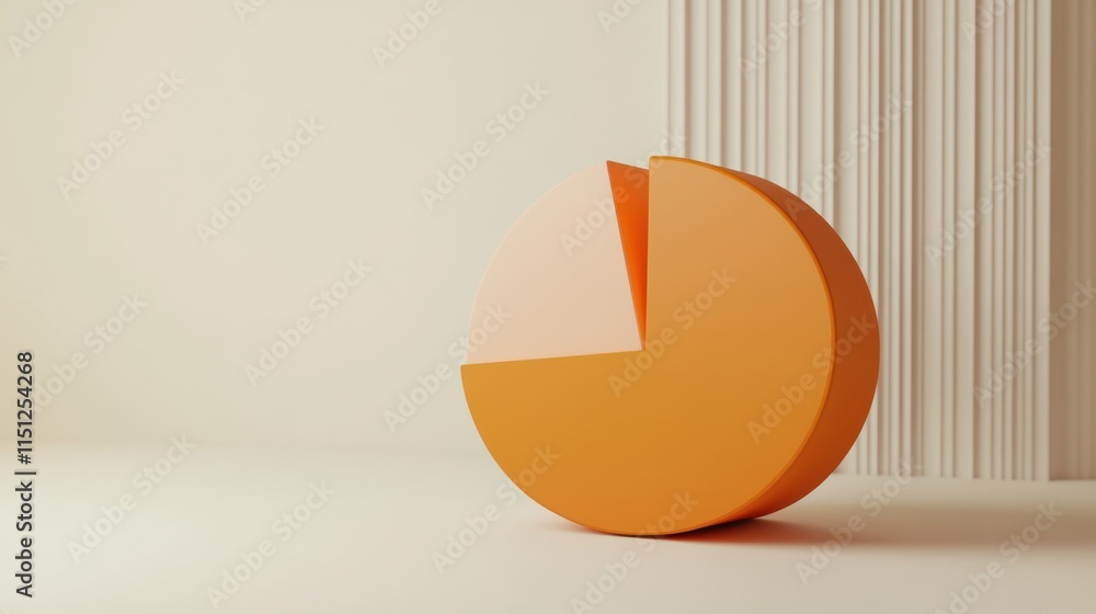 Poster a modern orange pie chart illustration set against a minimalistic background, highlighting data visu