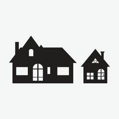Modern House Silhouettes Set , Architectural Vector Designs.
