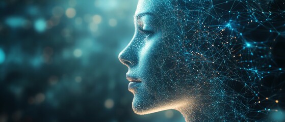 A hightech network of interconnected individuals and machines, representing the advanced connections in the digital age