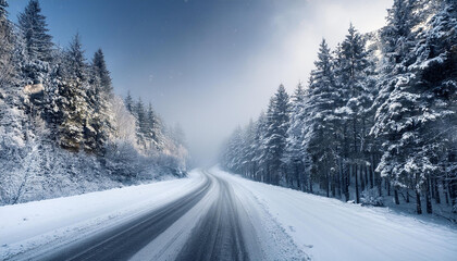 Obraz premium road in the snow, Generated image