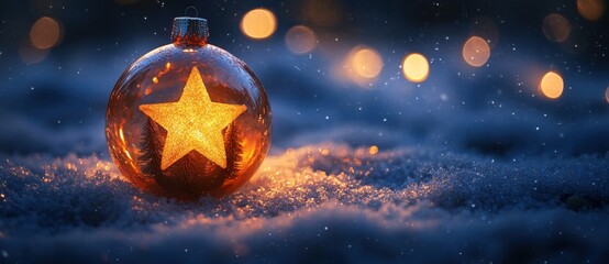 Glowing Christmas Ornament in Snow