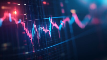 Abstract financial graph featuring uptrend line and arrows depicting stock market trends on blue background - financial data visualization for business analytics and investment insights