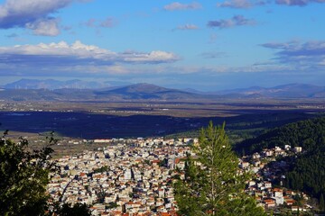 Panoramic view of the city of Livadeia in Central Greece
