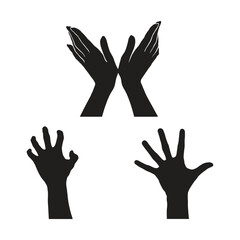 Obraz premium Hand Silhouette Collection Vector Illustrations of Hands. Hand Silhouette Set various Hand Poses for Designs.