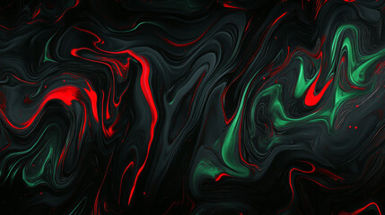Obraz premium Abstract background featuring swirling patterns in red, green, and black, creating chaotic yet captivating visual experience. vibrant colors blend seamlessly, evoking sense of movement and energy