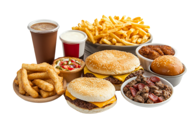 Fast Food Product Bundle isolated on transparent Background