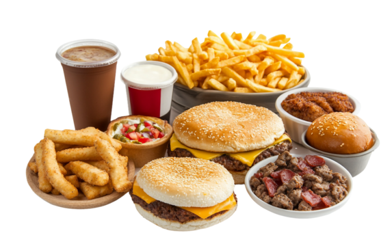 Fast Food Product Bundle isolated on transparent Background