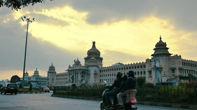 Bengaluru-India- December 2-2024-Explore Bengaluru&rsquo;s Landmark: Stunning Footage of Vidhana Soudha-India