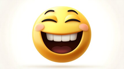 Joyful 3D Emoji Happy Face Laughing Smiley Positive Emotion Fun Cheerful Expression Icon Digital
