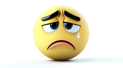 Sad Emoji Face 3D Rendering Crying Depression Unhappy Sorrow Grief Disappointment Emotional Feeling