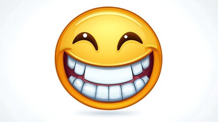 Fototapeta premium Big Grinning Smiley Face Emoji Happy Joyful Fun