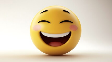 Fototapeta premium Happy Emoji Egg 3D Render Joyful Fun Easter Smile