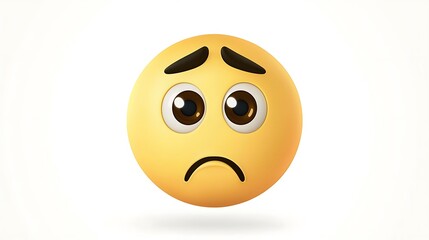 Fototapeta premium Sad 3D Emoji Disappointed Face Unhappy Expression Yellow Emoticon Digital Illustration Feeling Down