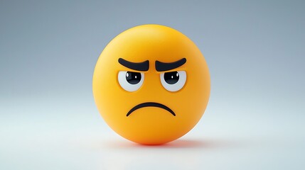 Angry Emoticon 3D Render Frustration Grumpy Face Negative Emotion Digital Illustration