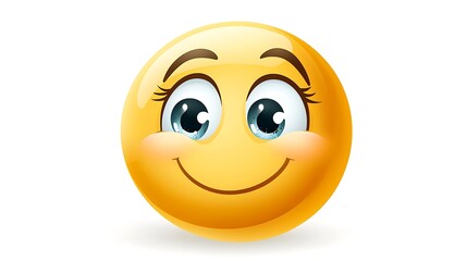 Fototapeta premium Happy Smiley Face Emoticon Cute Emoji Yellow Smiling Girl