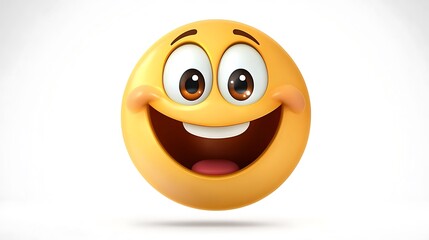 Fototapeta premium Happy Smiley Face Emoji 3D Render Joyful Expression Cheerful Positive Smiling Fun Good Mood Cartoon