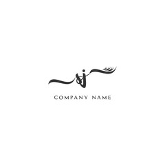 Obraz premium Minimalist SJ Logo Design with Abstract Feather Element