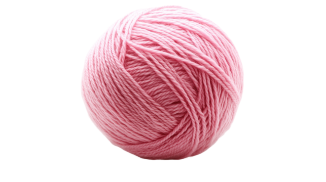 Pink yarn ball isolated on transparent background, png