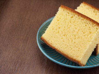 달콤한 노란색 카스테라 케이크, 간식