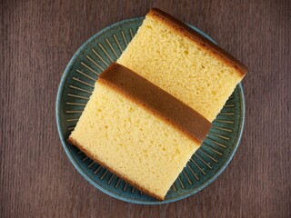 달콤한 노란색 카스테라 케이크, 간식