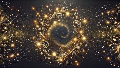 Sparkling dust particles. luxury sparkling PNG Gold splatter border .Festive background with gold glitter and confetti for celebration. Background with glowing golden particles.