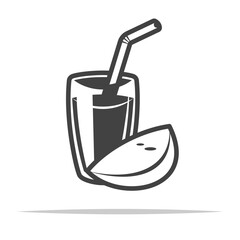 Glass of mango juice icon transparent vector isolated