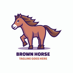 Brown Horse Simple Mascot Logo