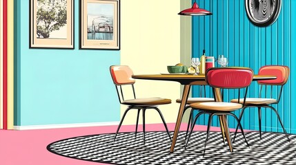 elegant minimalist dining room: a poster inspiration for modern interiors featuring simple furniture, clean lines, and natural materials for a warm atmosphere