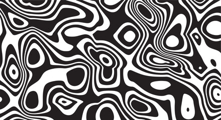 Obraz premium Trippy organic shape Waves Ripple Pattern black and white retro wave pattern reminding optical illusions