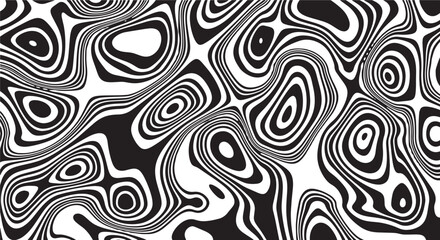 Trippy organic shape Waves Ripple Pattern black and white retro wave pattern reminding optical illusions