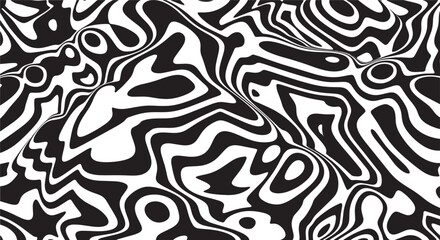 Trippy organic shape Waves Ripple Pattern black and white retro wave pattern reminding optical illusions
