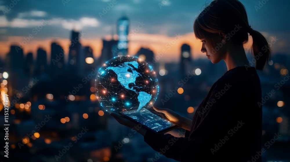 Poster artificial intelligence learning and business transformation concept featuring modern ai integration