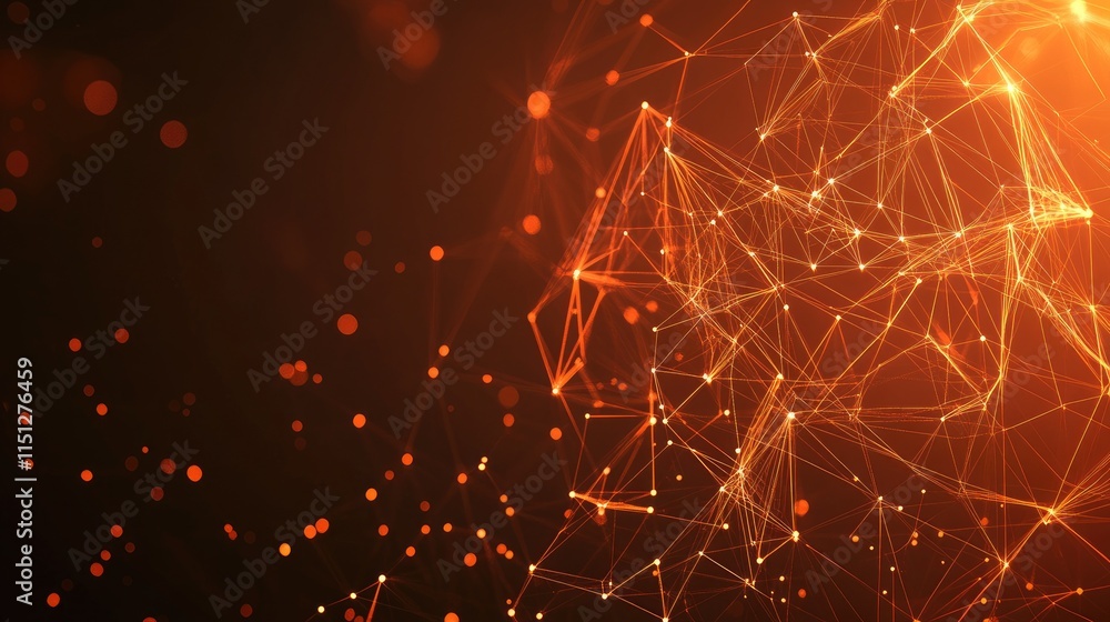 Aufkleber abstract network design with orange light particle effects